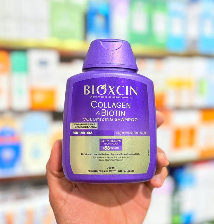 شامپو بیوکسین ضد ریزش حاوی بیوتین و کلاژن حجم 300 میل